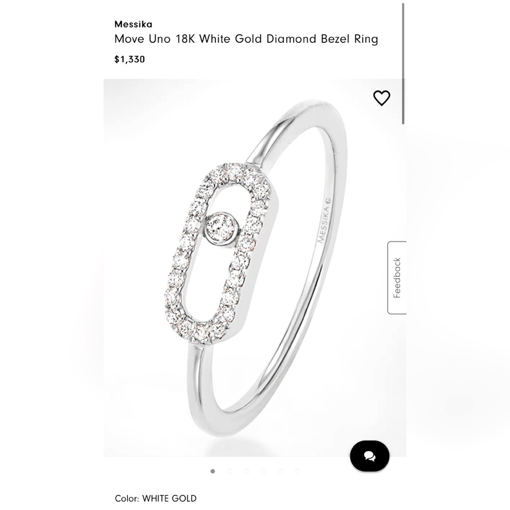 Size 7 Messika white gold movable diamond ring